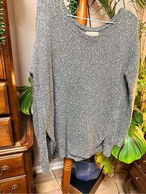 Banana Republic Metallic grey sweater with zip details